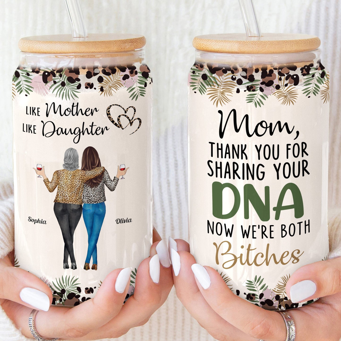 Like Mother Like Daughters Mother'S Day - Personalized Clear Glass Can