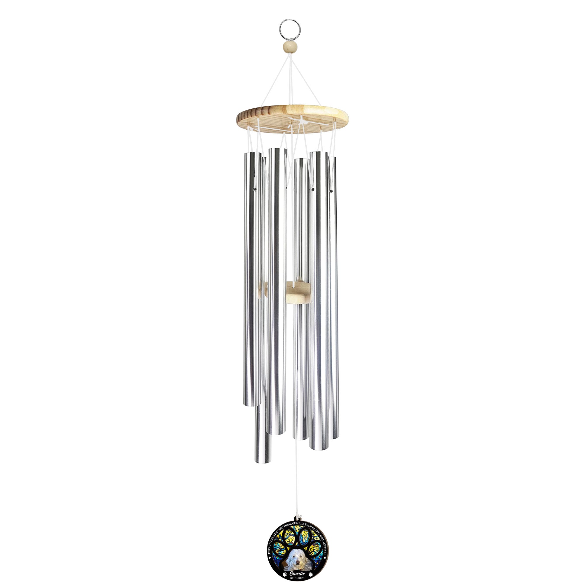 Listen To The Wind And Think Of Me - Personalized Photo Suncatcher Wind Chimes