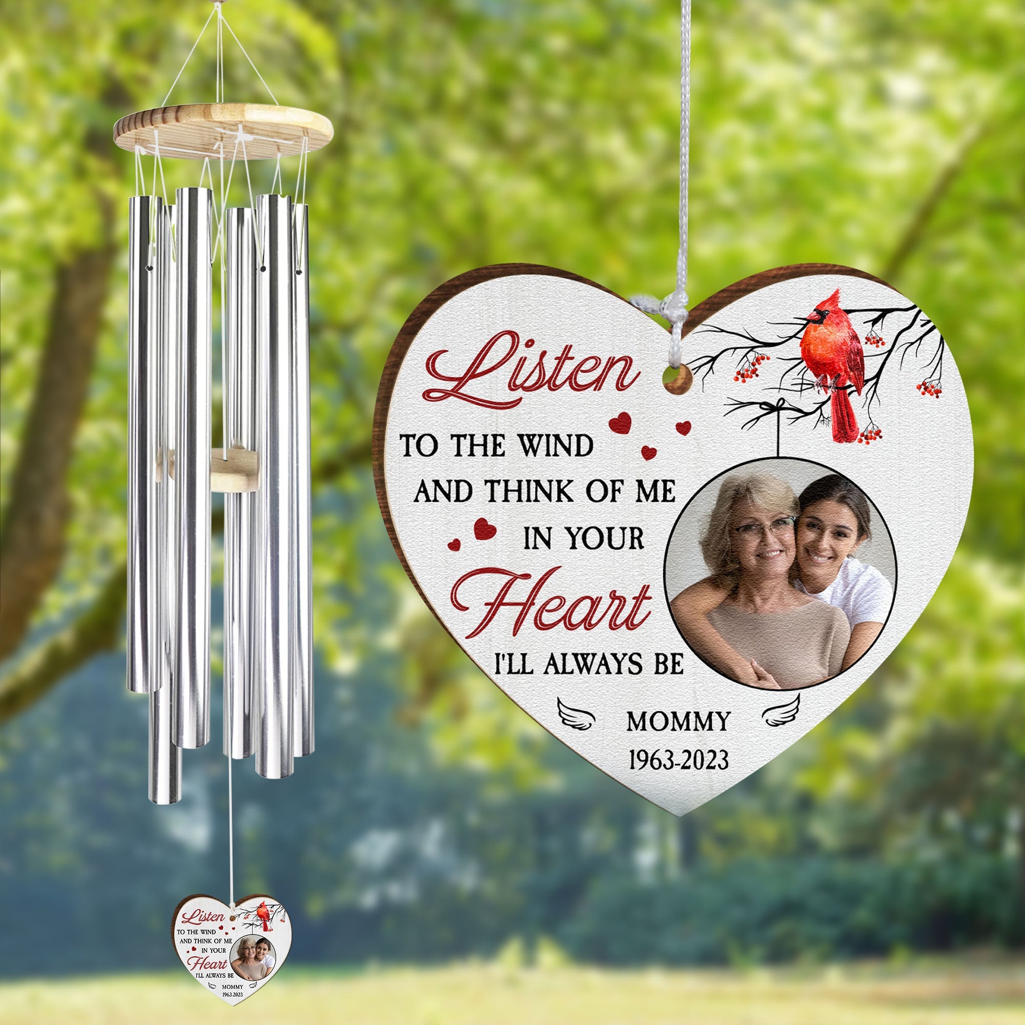 Listen To The Wind - In Loving Memory Mommy - Personalized Photo Wind Chimes