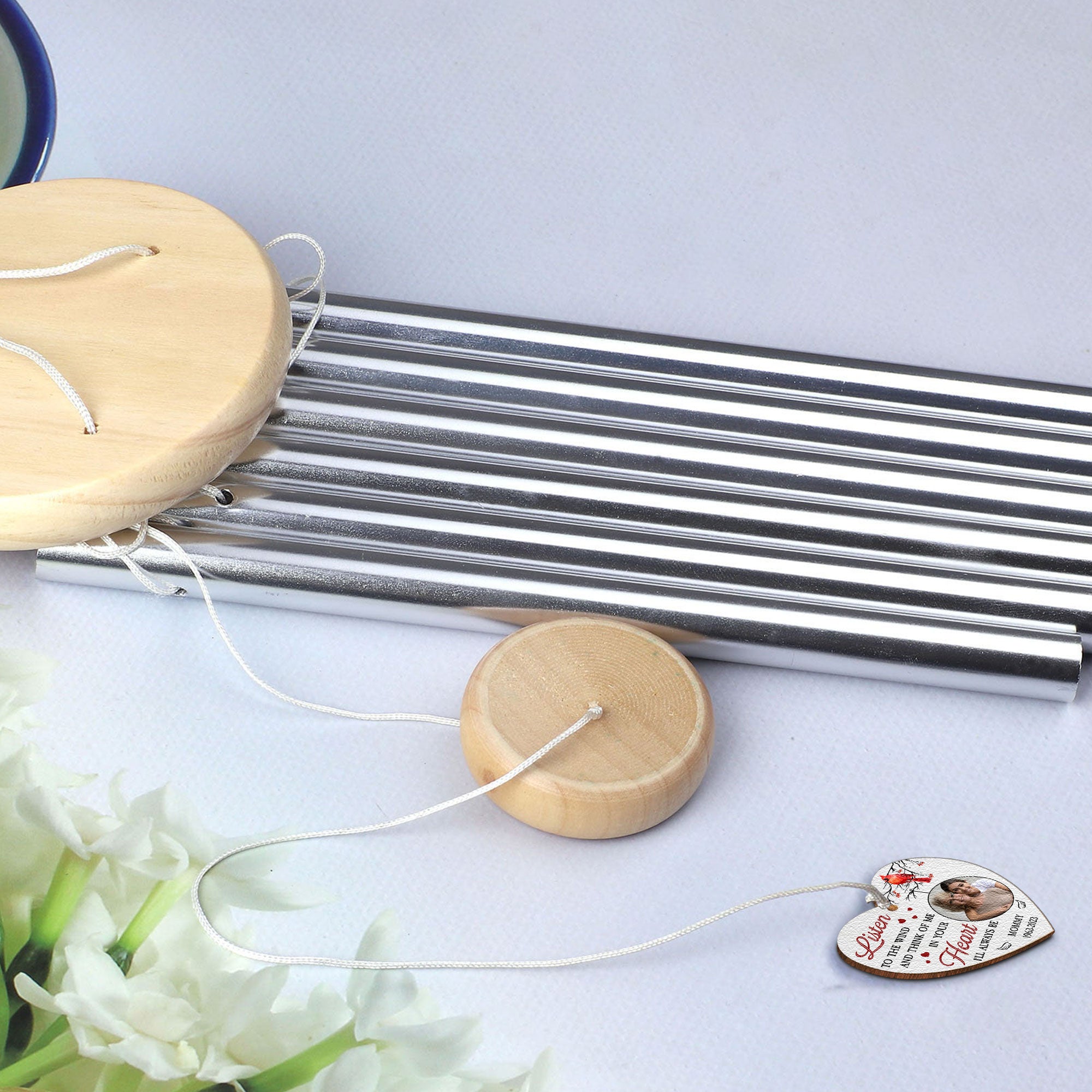 Listen To The Wind - In Loving Memory Mommy - Personalized Photo Wind Chimes