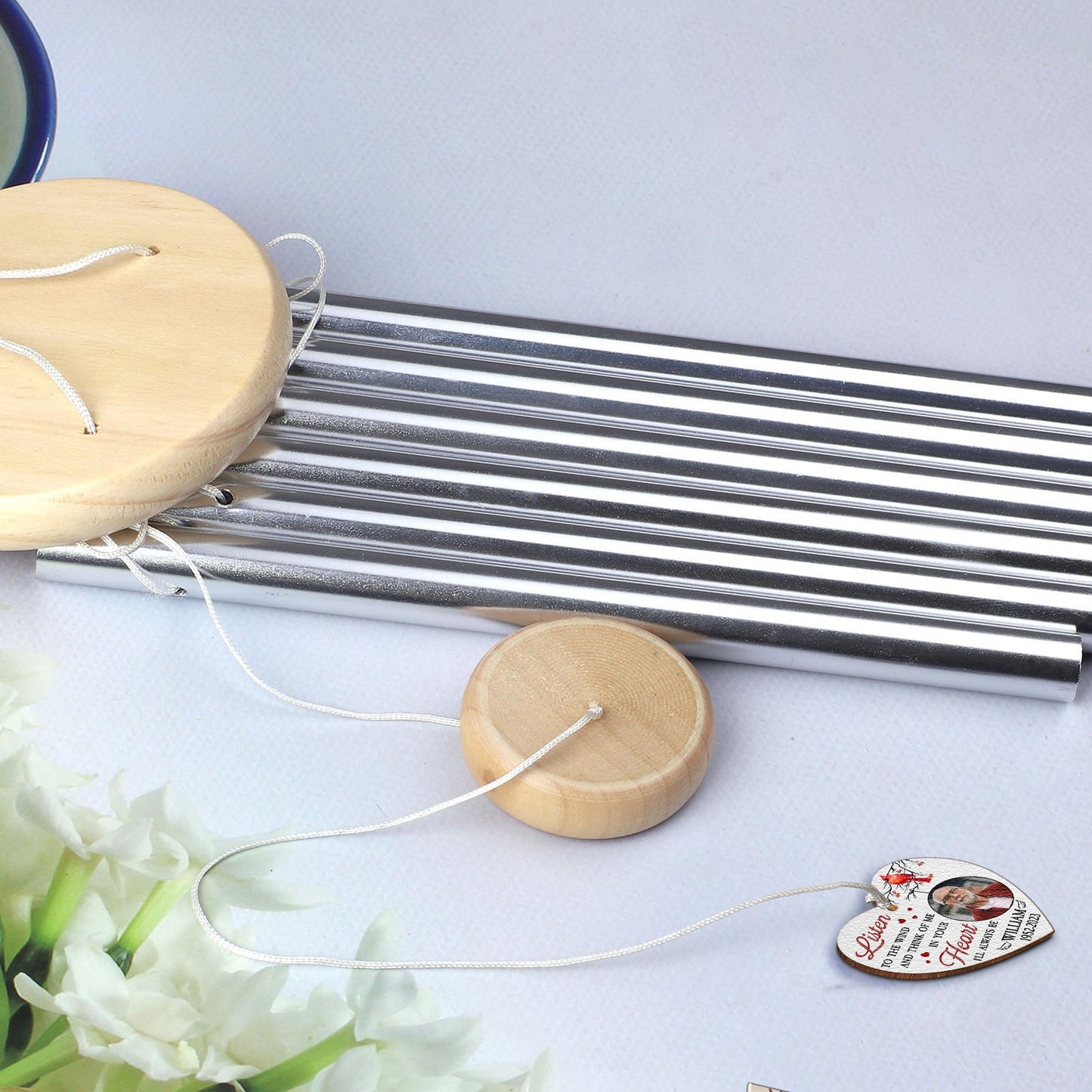 Listen To The Wind And Think Of Me - Personalized Photo Wind Chimes