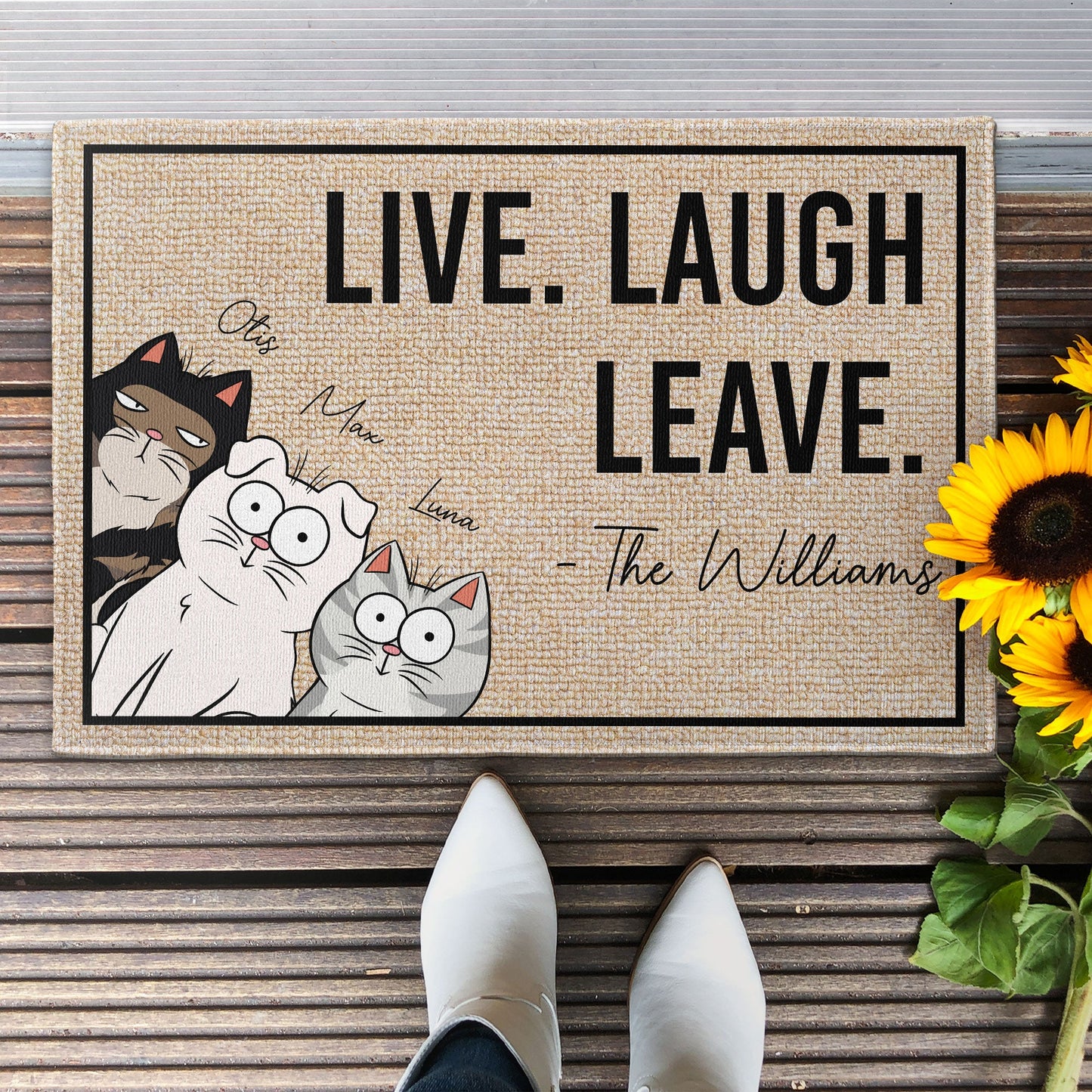 Live Laugh Leave Funny Dogs & Cats - Personalized Doormat
