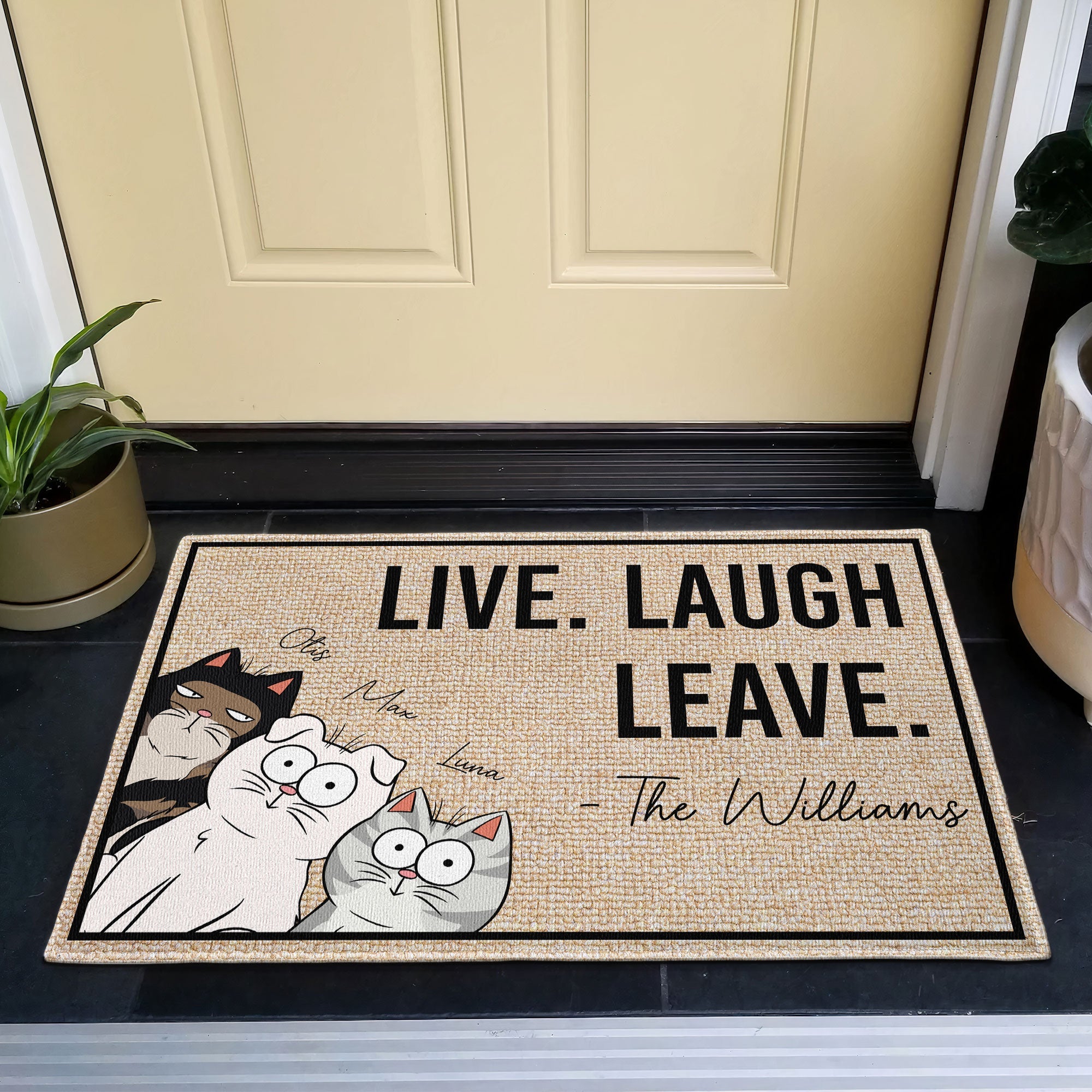 Live Laugh Leave Funny Dogs & Cats - Personalized Doormat