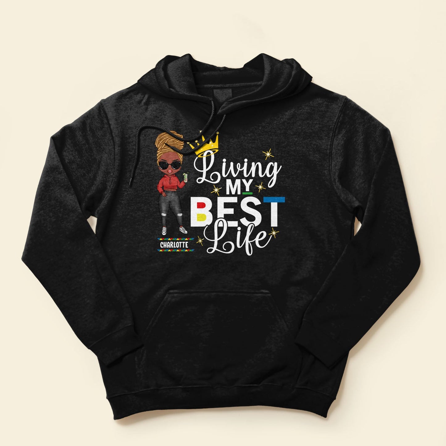 Living My Best Life - Personalized Shirt - Gift For Black Girl - Cartoon Girl