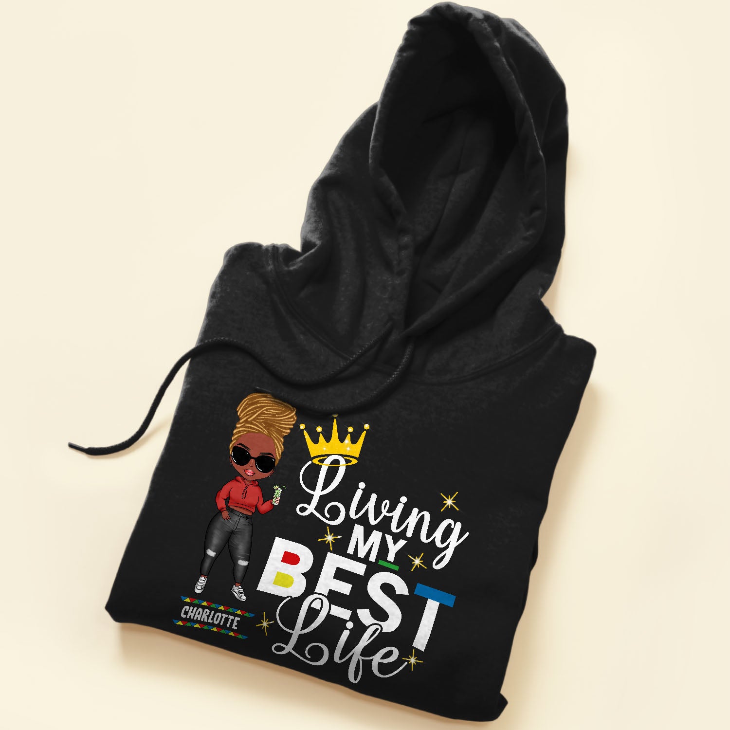 Living My Best Life - Personalized Shirt - Gift For Black Girl - Cartoon Girl