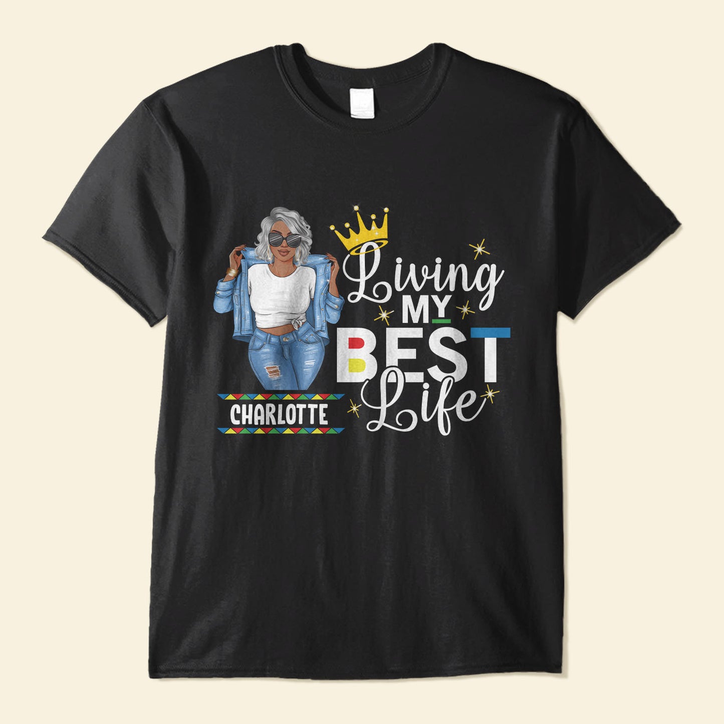 Living My Best Life - Personalized Shirt - Gift For Black Woman - Denim Girl