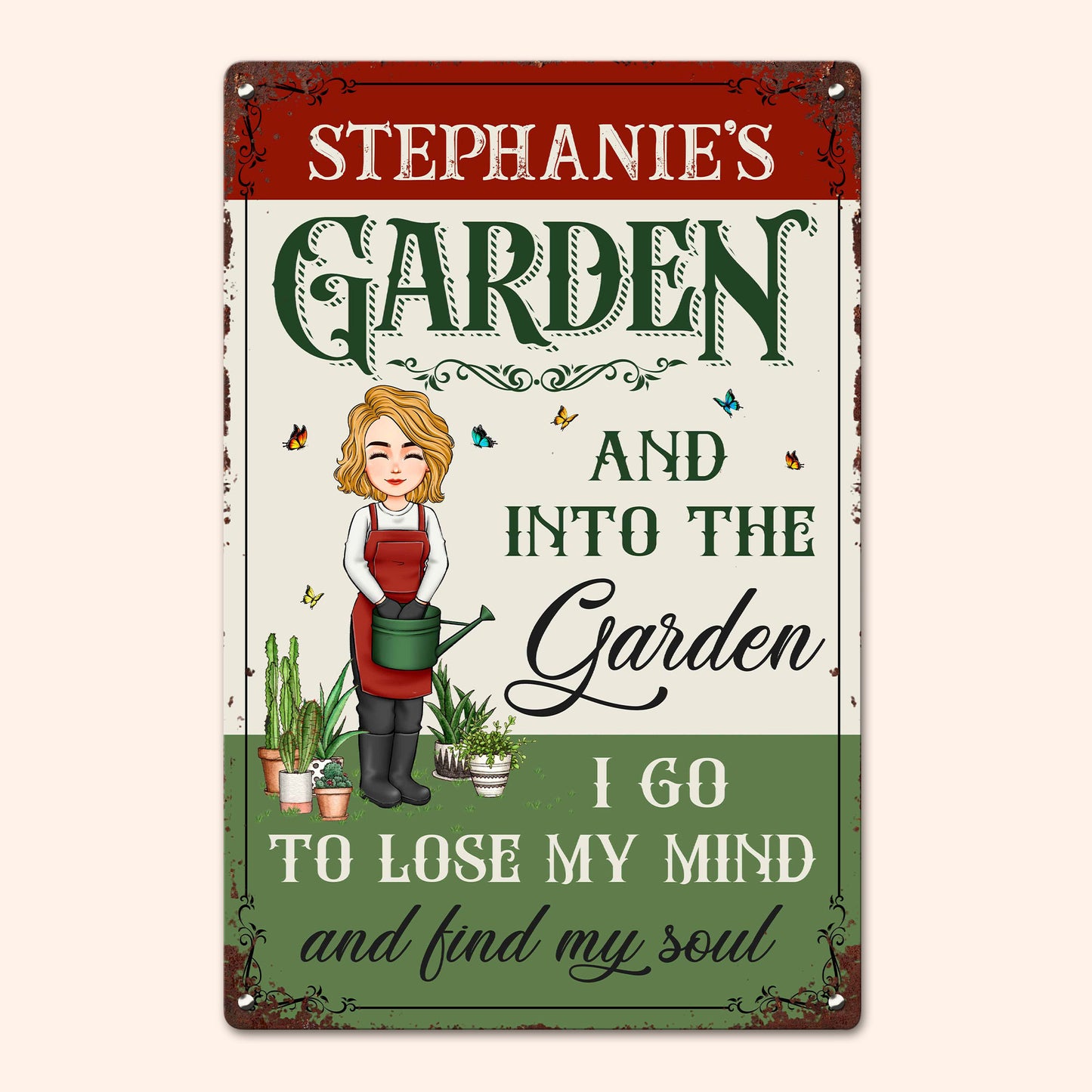 Lose My Mind - Personalized Metal Sign - Garden Decor Gift For Mom, Wife, Daughter