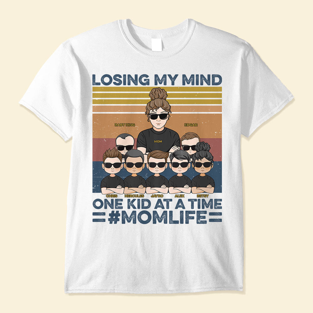 Losing-My-Mind-One-Kid-At-A-Time-Personalized-Shirt-Mother-s-Day-Gift-For-Mother-Of-Multiple-Kids-Mom-and-Kids-Illustration