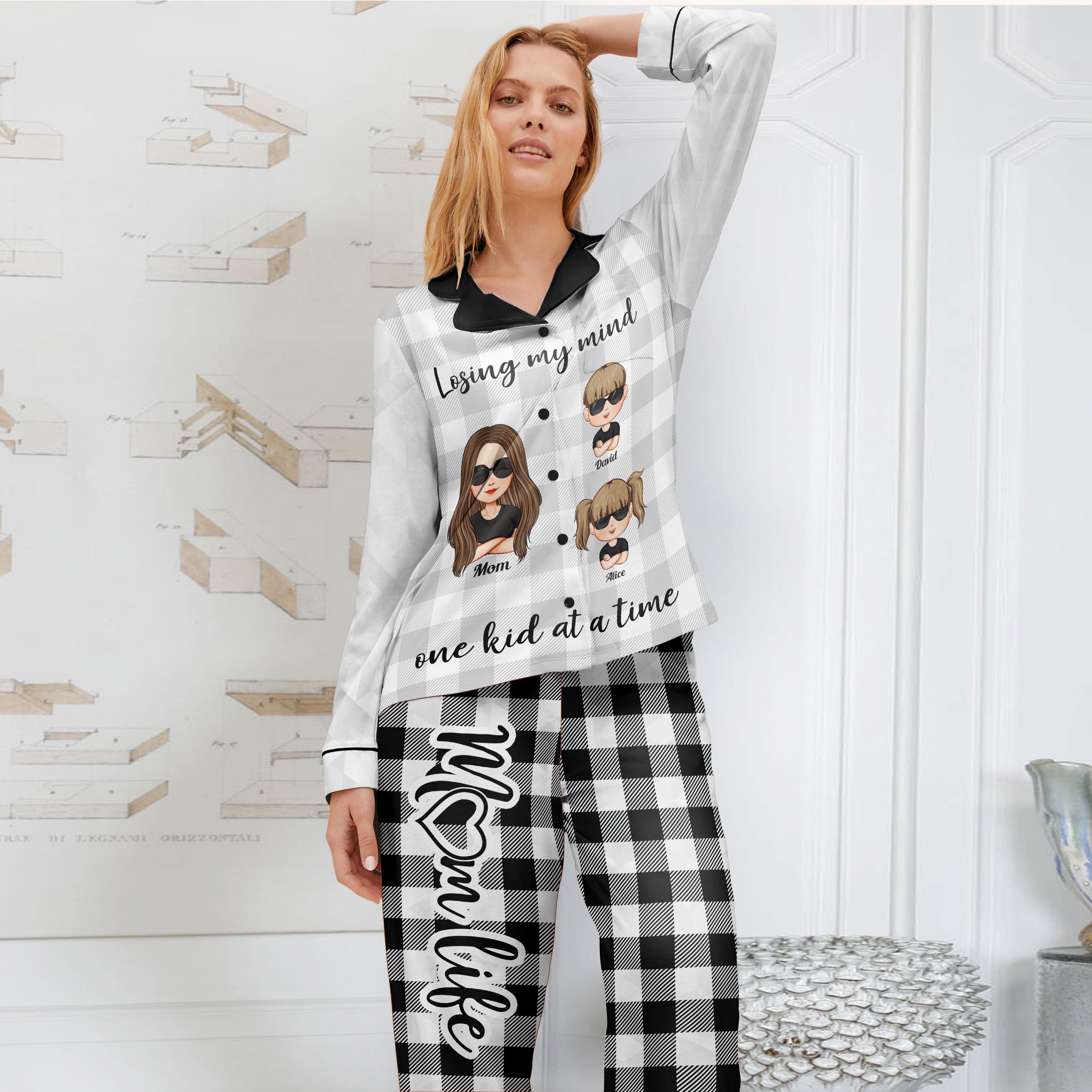 My Pyjamas Losing My Mind One Kid At A Time - Personalized Women's Pajamas Set ...