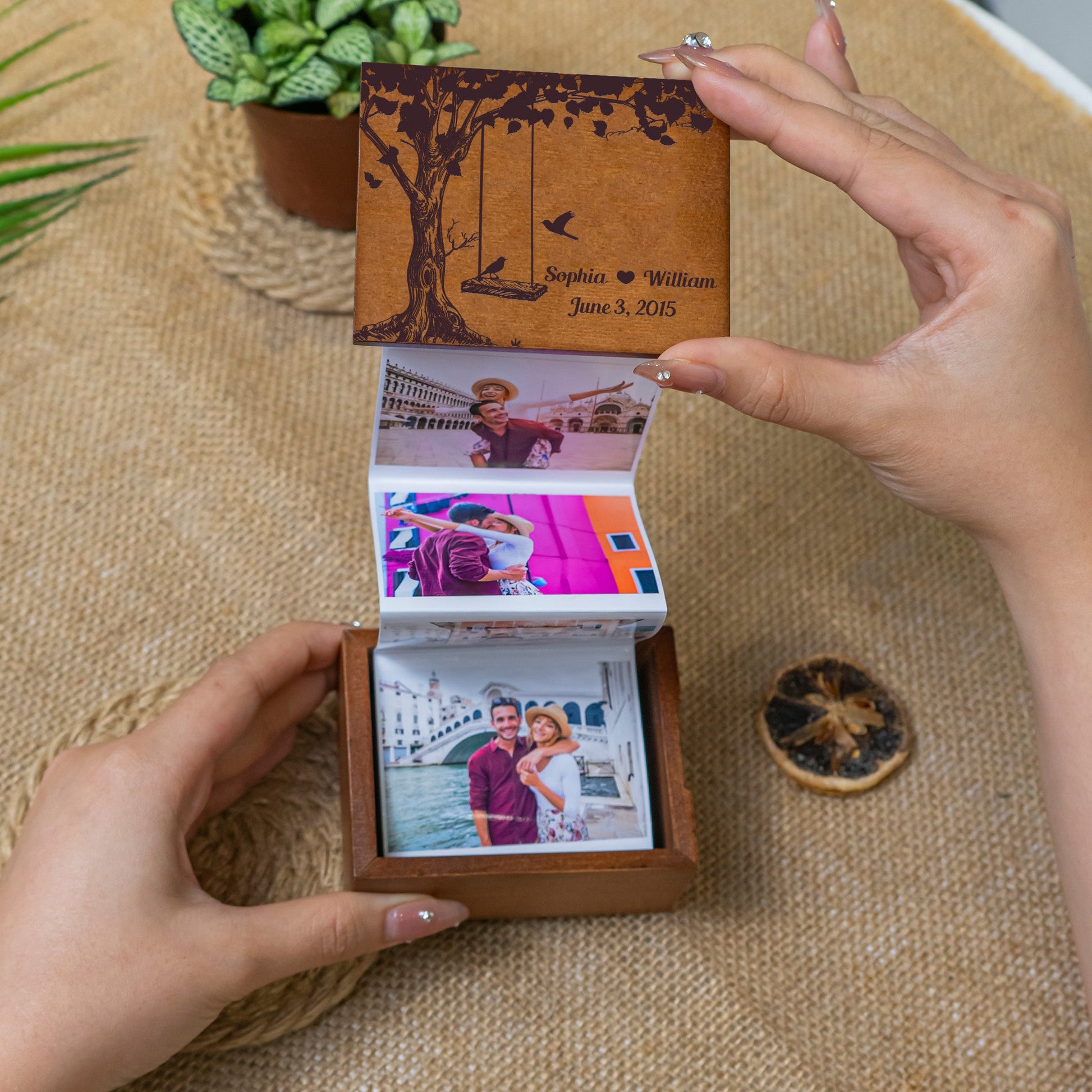 Love Birds - Personalized Wooden Photo Box