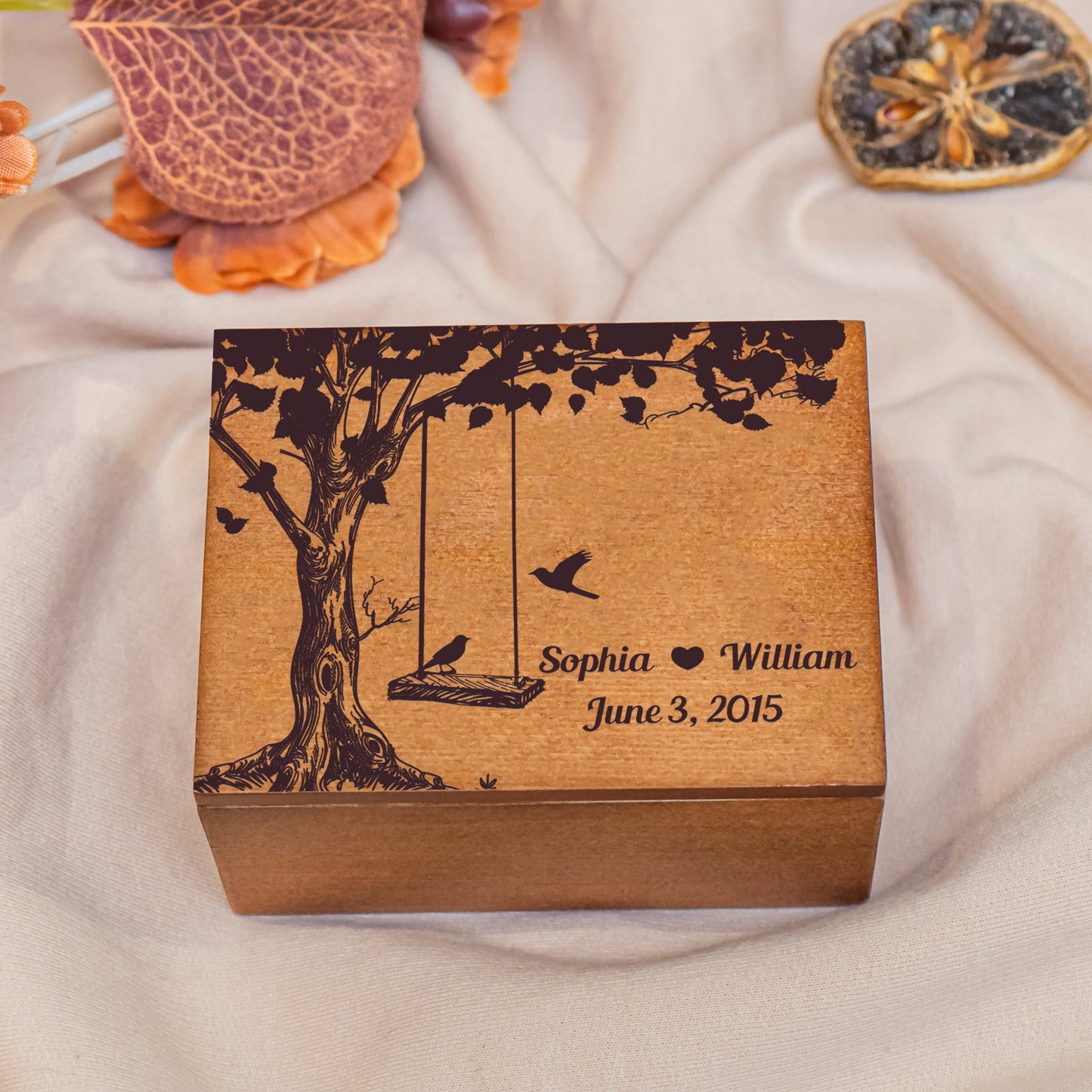 Love Birds - Personalized Wooden Photo Box