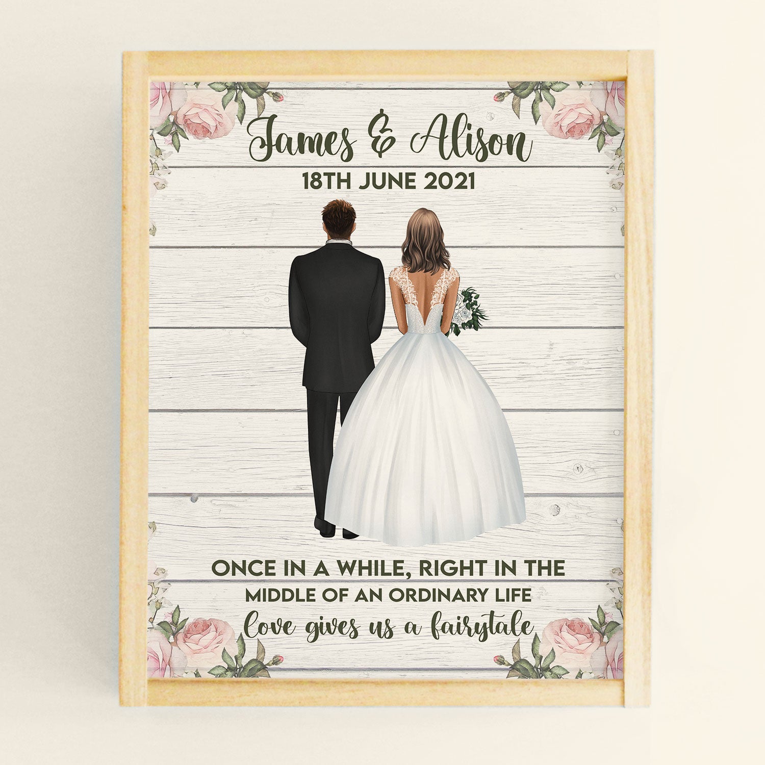 Love Fairytale - Personalized Poster - Anniversary, Valentine's Day Gift For Husband & Wife, Spouses - Bride & Groom