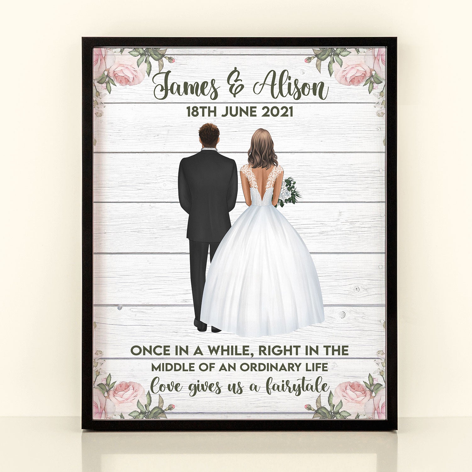 Love Fairytale - Personalized Poster - Anniversary, Valentine's Day Gift For Husband & Wife, Spouses - Bride & Groom