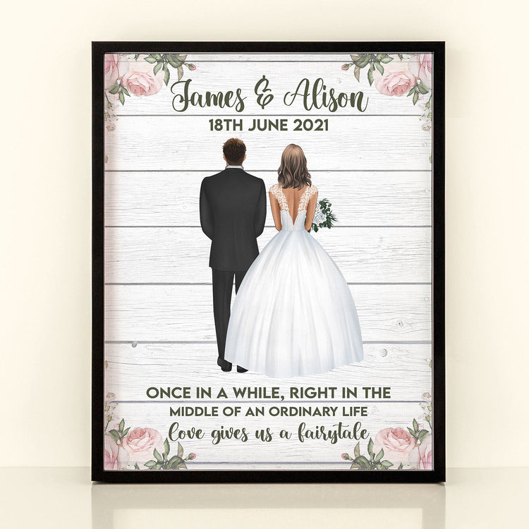 Love Fairytale - Personalized Poster - Anniversary, Valentine's Day Gift For Husband & Wife, Spouses - Bride & Groom