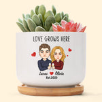 Love Grows Here - Personalized Ceramic Plant Pot With Tray