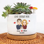 Love Grows Here - Personalized Ceramic Plant Pot With Tray