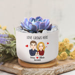Love Grows Here - Personalized Ceramic Plant Pot With Tray