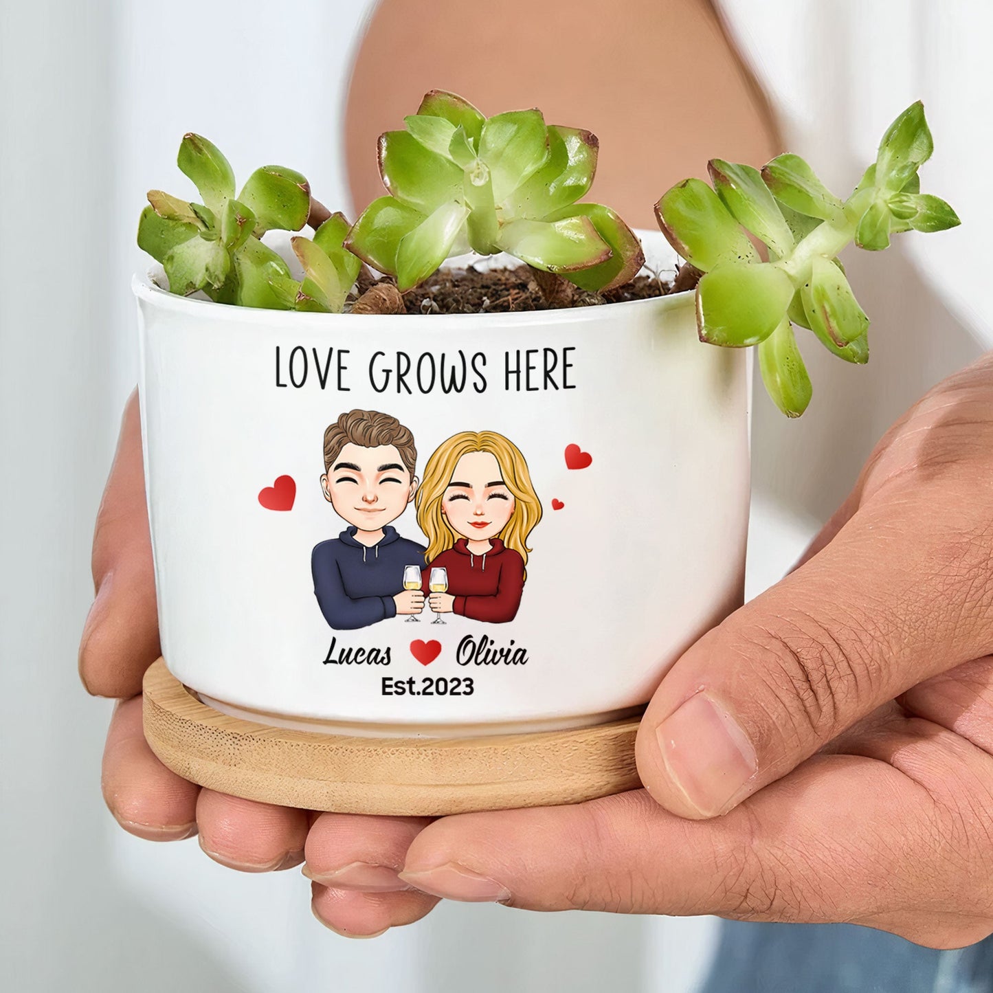 Love Grows Here - Personalized Ceramic Plant Pot