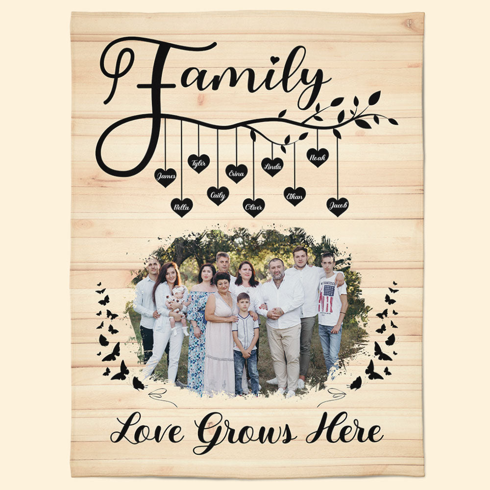 Love Grows Here - Personalized Photo Blanket