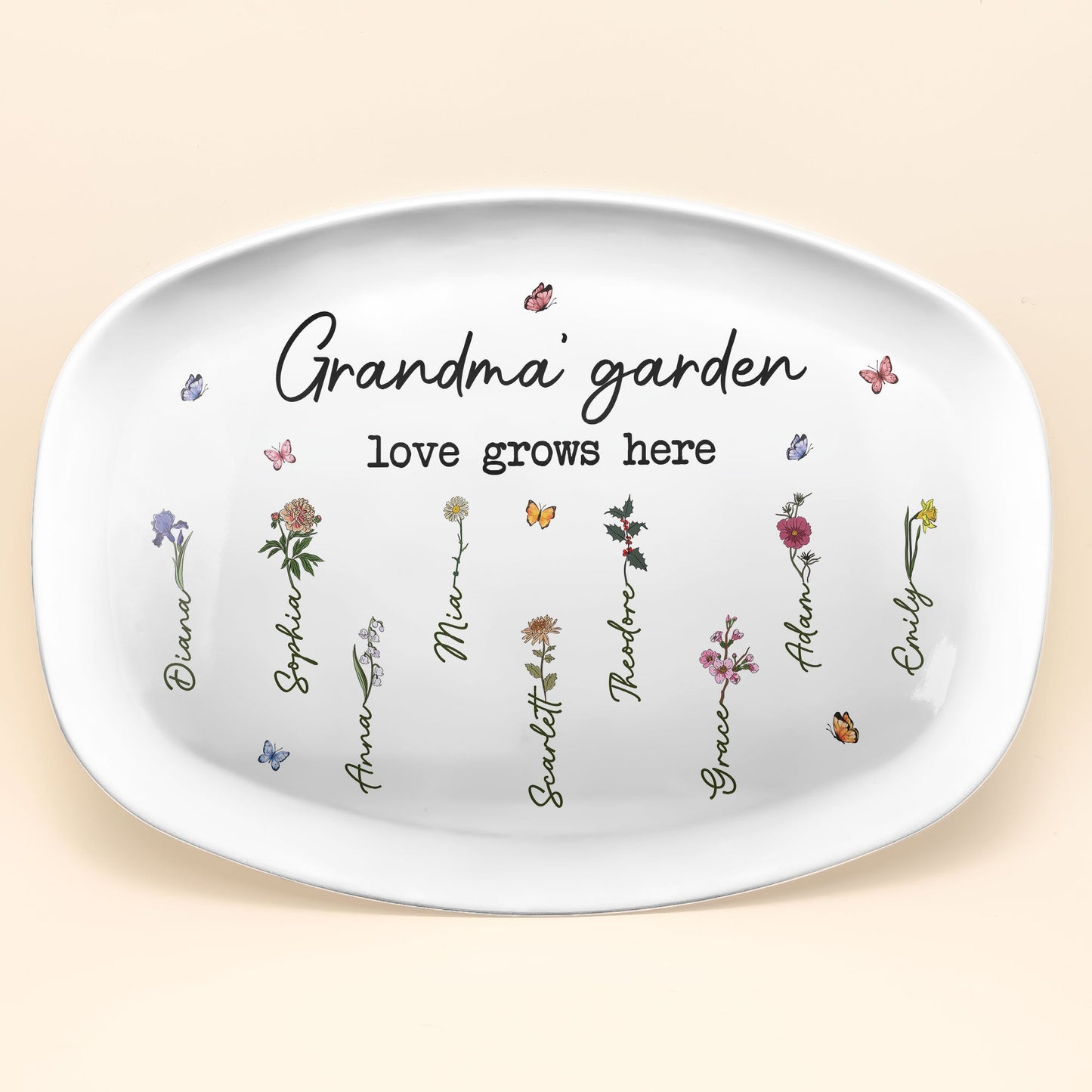 Love Grows In Grandma's Garden - Personalized Platter