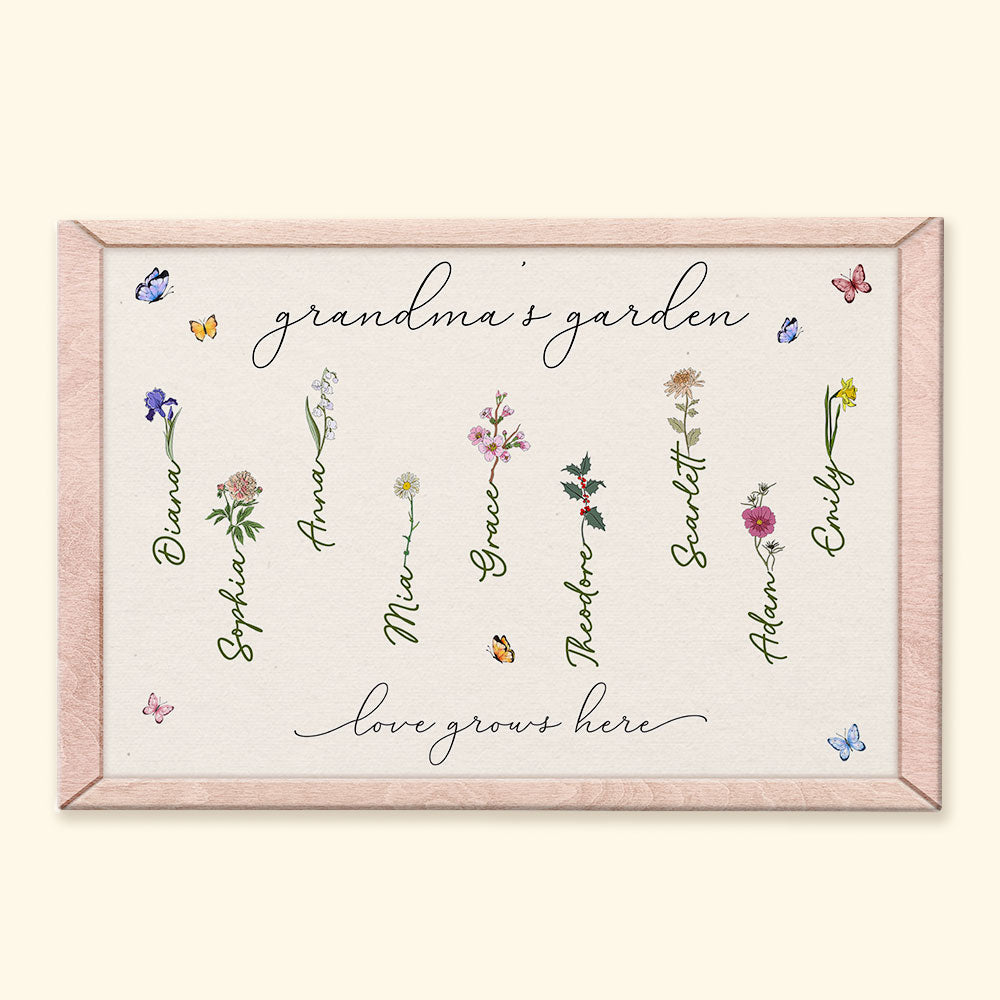 Love Grows In Grandma's Garden - Personalized Wrapped Canvas