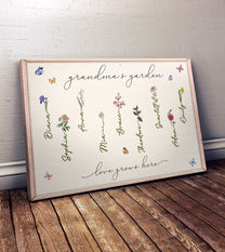 Love Grows In Grandma's Garden - Personalized Wrapped Canvas