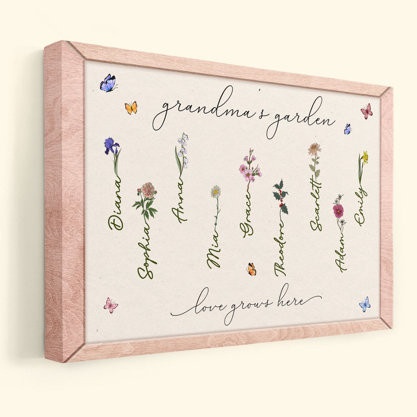 Love Grows In Grandma's Garden - Personalized Wrapped Canvas