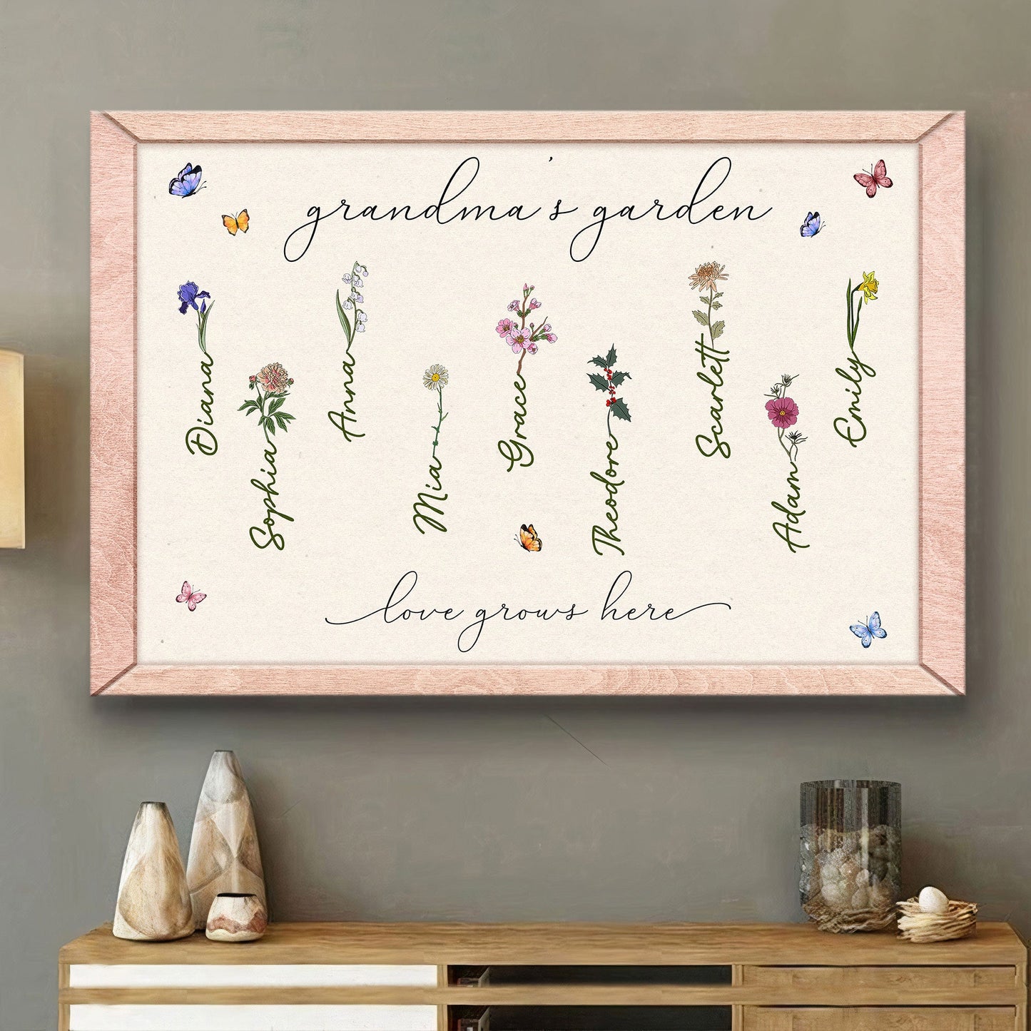Love Grows In Grandma's Garden - Personalized Wrapped Canvas