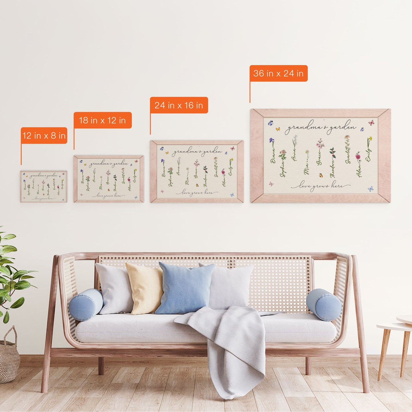 Love Grows In Grandma's Garden - Personalized Wrapped Canvas