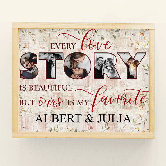 Love Story Photo Collage - Personalized Photo Poster - Anniversary, Valentine's Day Gift For Spouse, Husband, Wife, Lovers, Girlfriend, Boyfriend