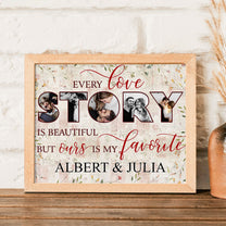 Love Story Photo Collage - Personalized Photo Poster - Anniversary, Valentine's Day Gift For Spouse, Husband, Wife, Lovers, Girlfriend, Boyfriend