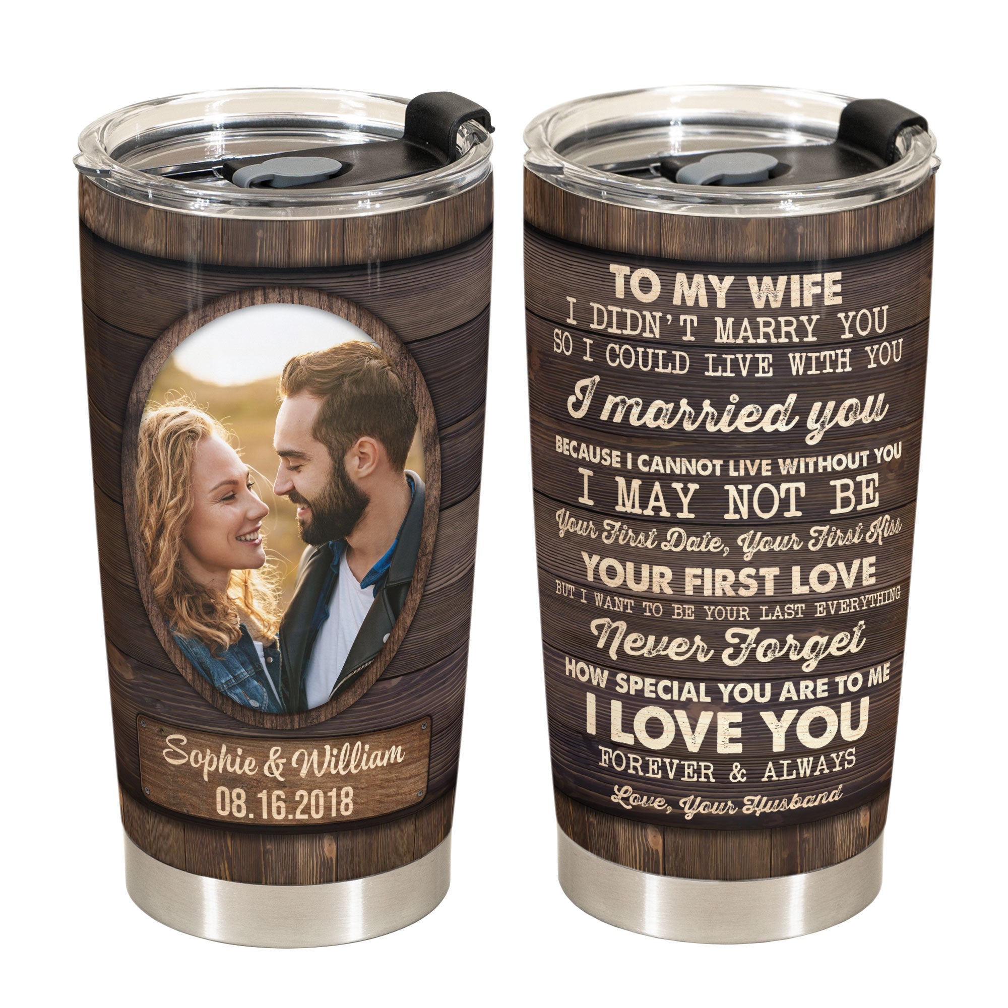 Love You Forever & Always - Personalized Photo Tumbler Cup