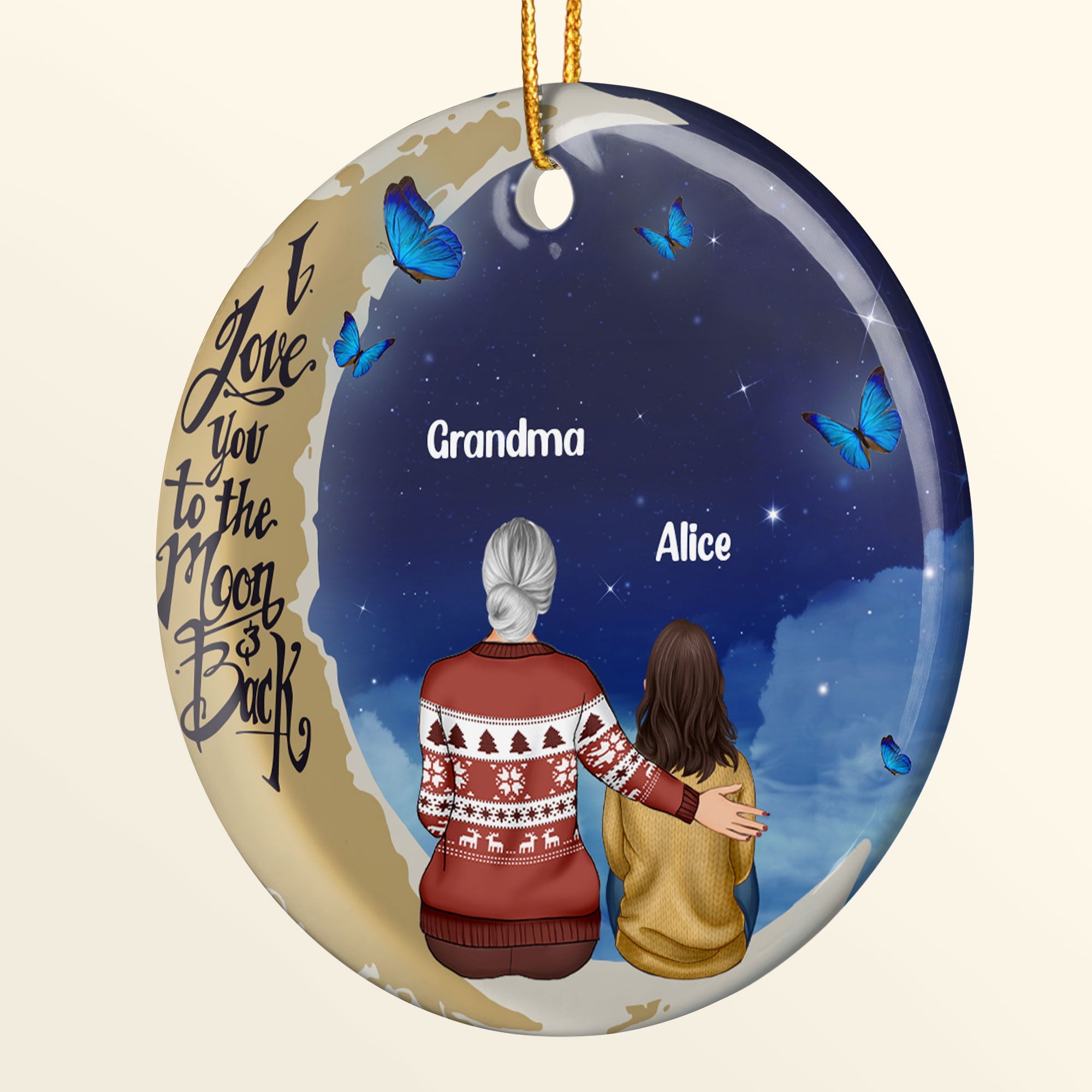 Love You To Moon & Back - Personalized Ceramic Ornament