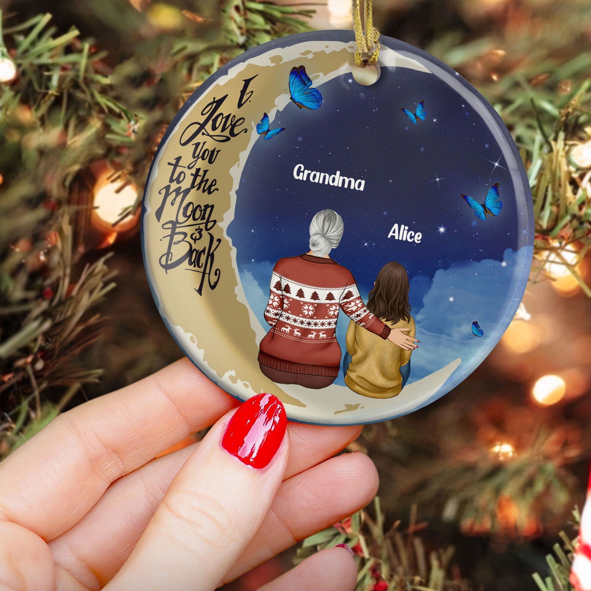 Love You To Moon & Back - Personalized Ceramic Ornament