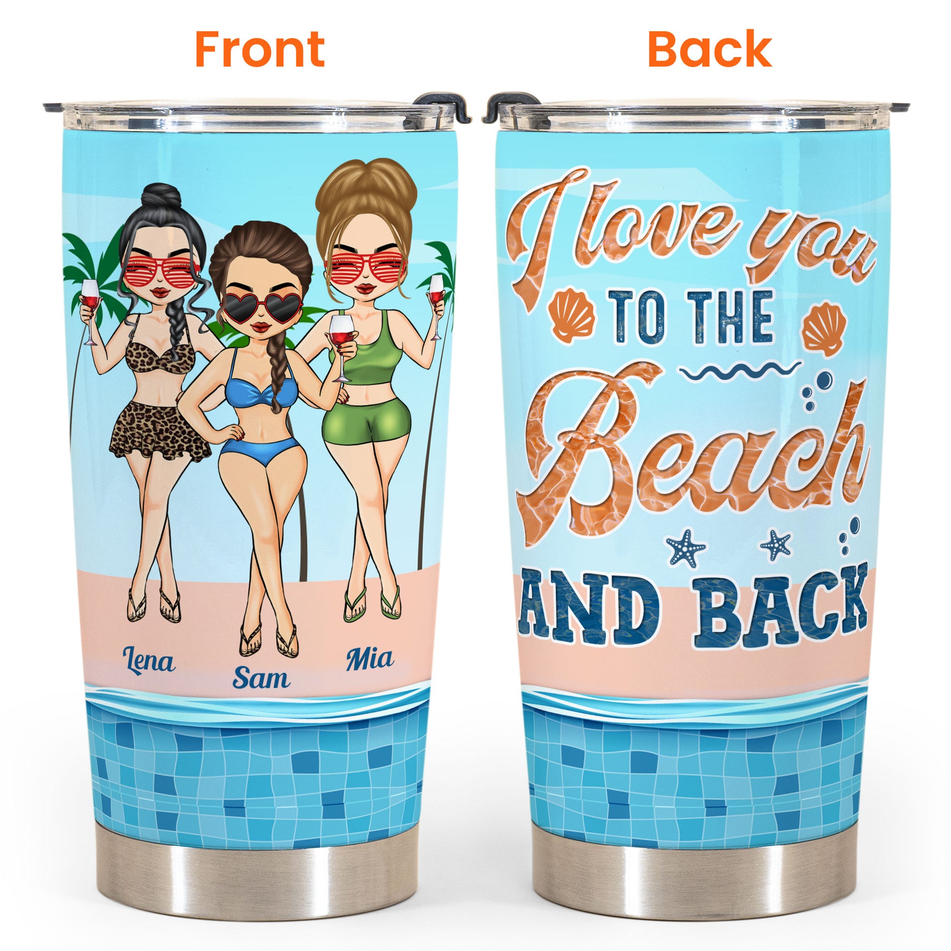 Girls Trip Water Bottle Personalized Beach Bottle Beach Tumbler