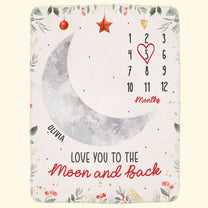 Love You To The Moon And Back Christmas Pattern - Personalized Baby Blanket