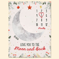 Love You To The Moon And Back Christmas Pattern - Personalized Baby Blanket