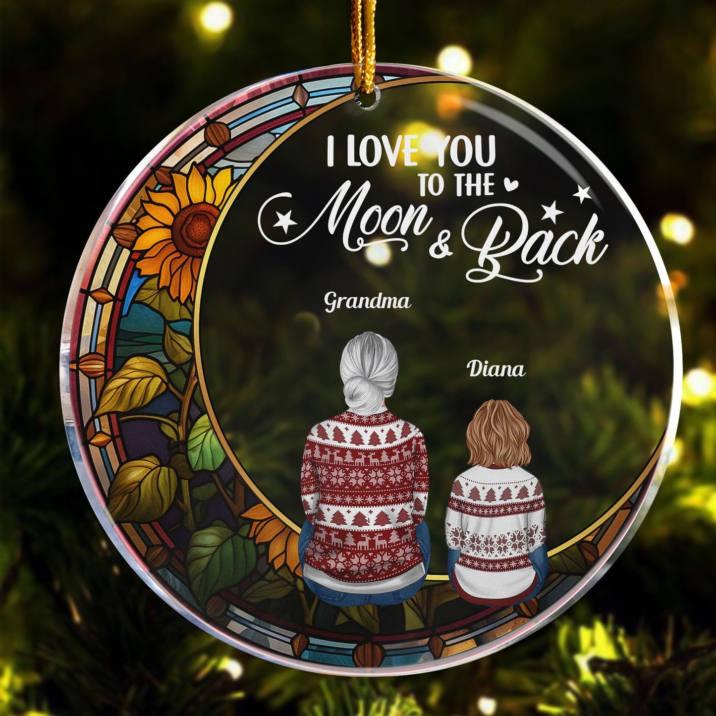 Love You To The Moon And Back - Personalized Circle Acrylic Ornament