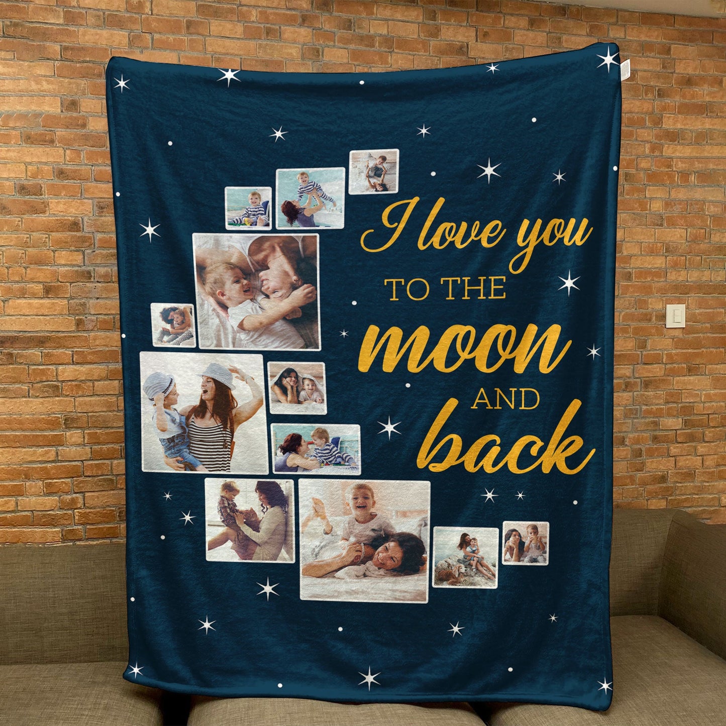 Love You To The Moon And Back - Personalized Photo Blanket