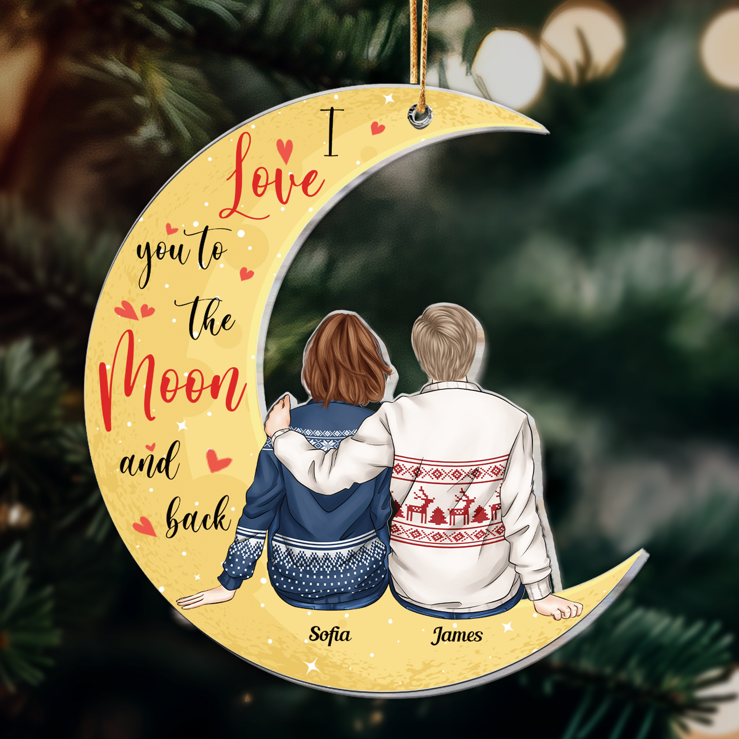 Love To The Moon And Back - Personalized Acrylic Ornament