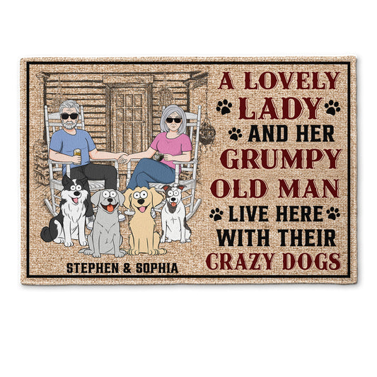 Lovely Lady - Grumpy Old Man - Crazy Dogs - Personalized Doormat