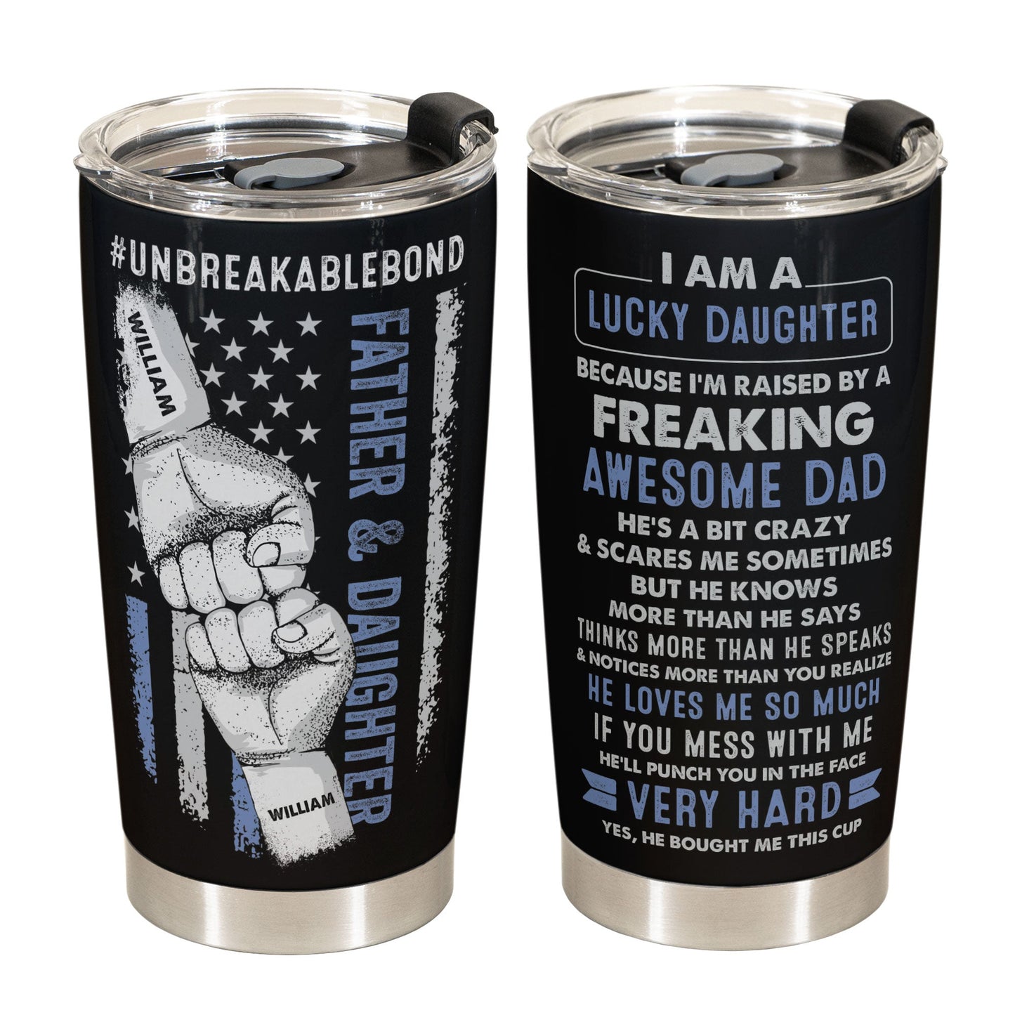 Lucky Daughter Of An Awesome Dad - Personalized Tumbler Cup - Christmas, Birthday Gift For Daughter