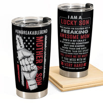 Lucky Son Of An Awesome Mom - Personalized Tumbler Cup