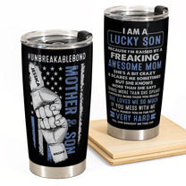 Lucky Son Of An Awesome Mom - Personalized Tumbler Cup