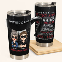 Lucky Son Of An Awesome Mom - Personalized Tumbler Cup