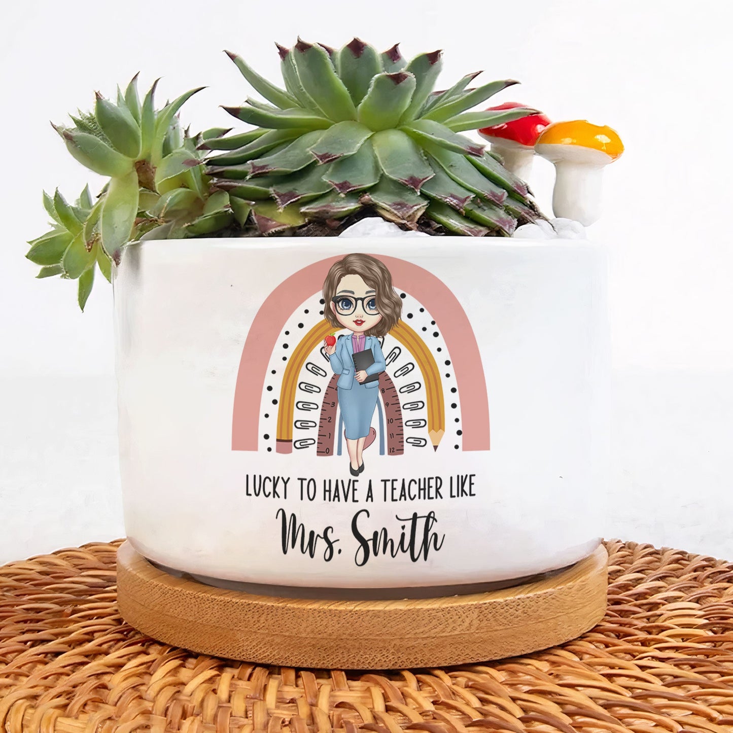 Lucky To Have A Teacher Like You - Personalized Ceramic Plant Pot