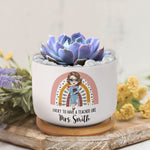 Lucky To Have A Teacher Like You - Personalized Ceramic Plant Pot With Tray