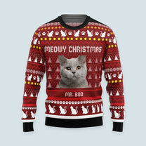 Meowy Christmas - Personalized Photo Ugly Christmas Sweater