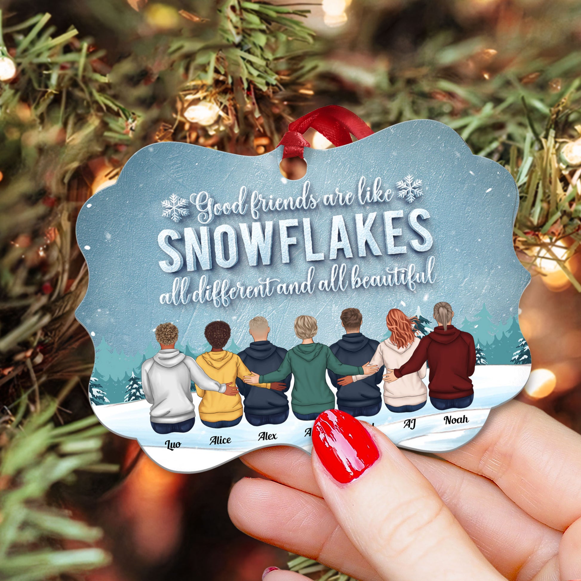Macorner-We Are Snowflake - Personalized Aluminum Ornament - Christmas Gift For Family