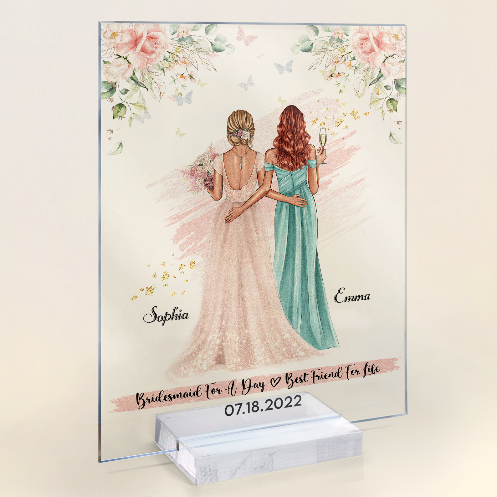 Maid Of Honor For A Day - Personalized Acrylic Plaque - Wedding Gift For Bridesmaids, Maid Of Honor, Besties